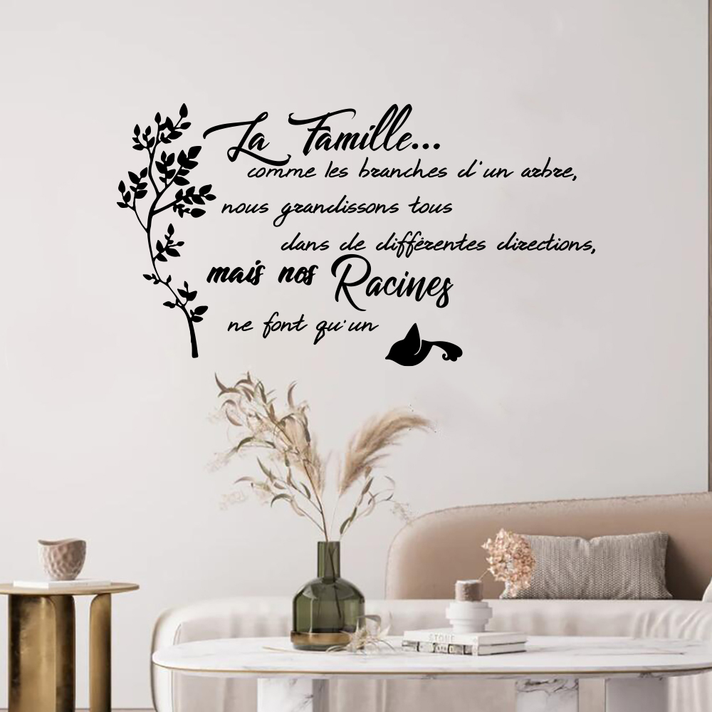 Kitchen Appliances Design - French Family Quote Tree Bird Wall